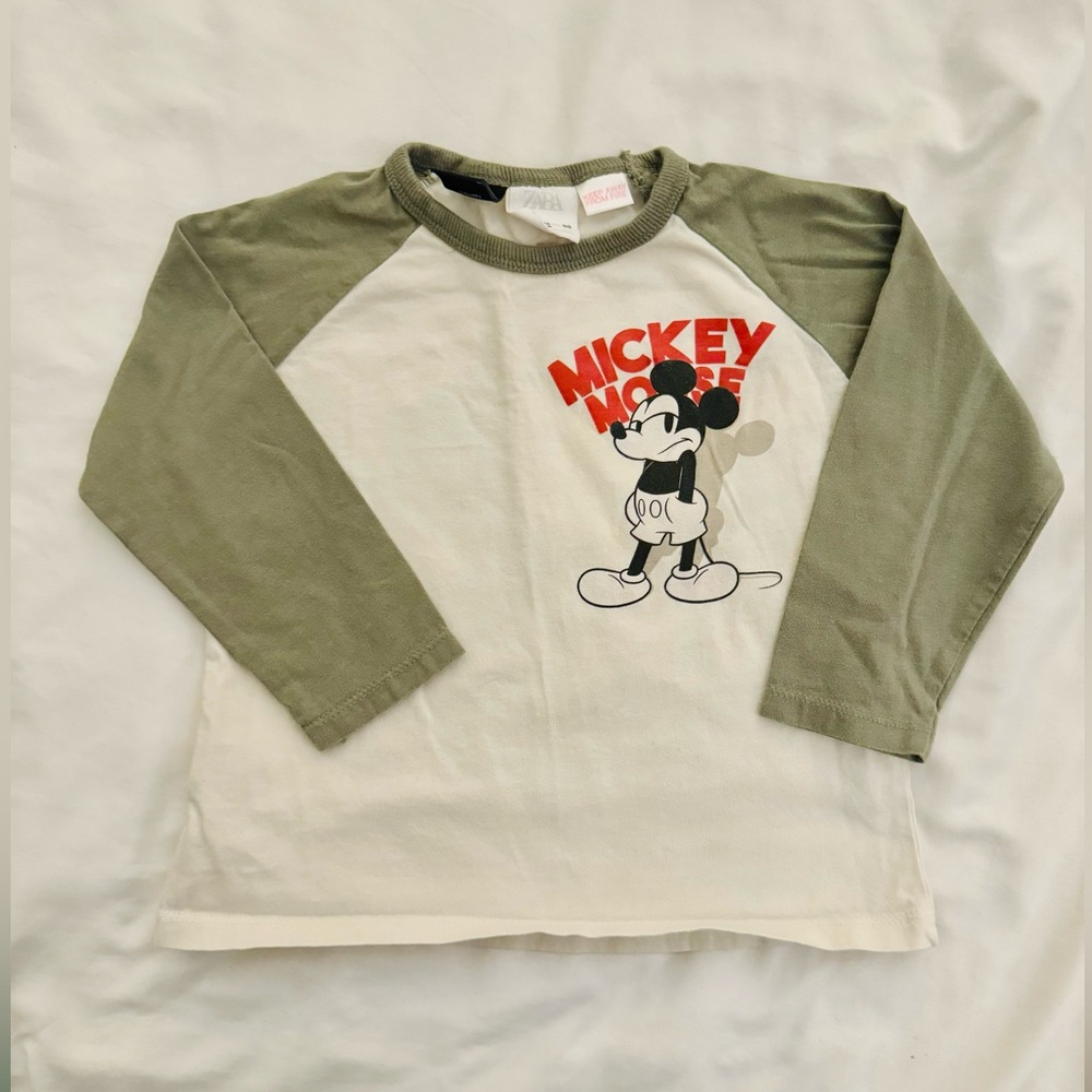 Disney x Zara Mickey Mouse Raglan Shirt 18-24 mos